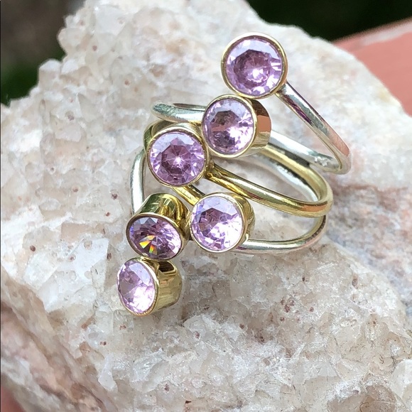 BOUTIQUE TWO TONE KUNZITE STERLING SILVER RING,7.5 - Picture 2 of 7